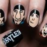Маникюр с рисунком группы Битлс (Beatles) на ногтях